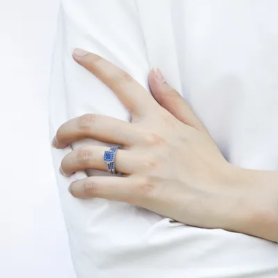 S925 Silver Ring Women's Fashion Original Design Square Diamond