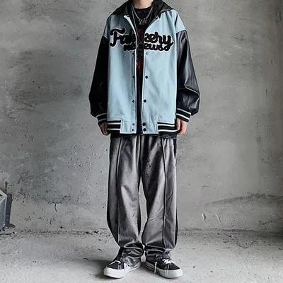 Men's Colorblock Vintage Embroidered Hooded Jacket