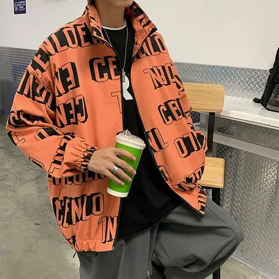 Men's Trendy Hip Hop Jacket With Full Printed Letters