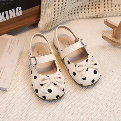 2026 Summer Fairy Style Baby Girls Closed Toe Ballet Sandals Bow Polka Dot Vintage Mary Jane Shoes
