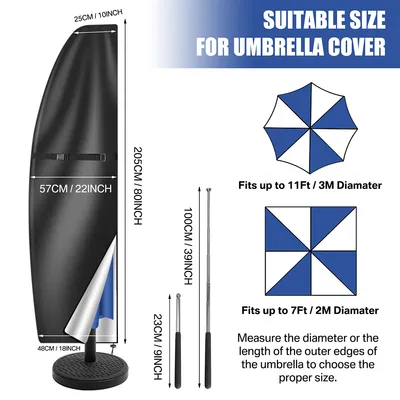 205 Cm Garden Parasol Cover Patio Umbrella Heavy Duty Waterproof Furniture Protector--34x27x4