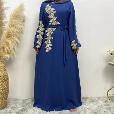 Fashion Lace Beaded Muslim Dress Women