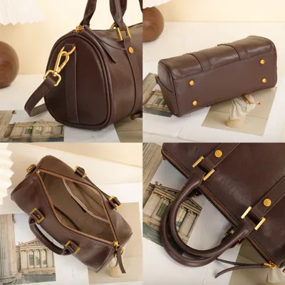 Genuine Leather Melard Vintage Handbag, Cross-Border Women's Bag, Light Luxury Chic Boston Top-Layer Cowhide Shoulder Bag