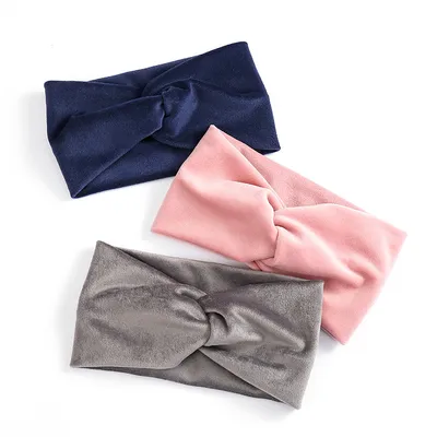 Women's wide brim cross velvet headband hair band