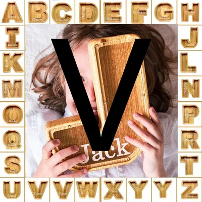 Wooden Piggy Bank Creative English Alphabet Piggy Bank Wooden Acrylic Crafts