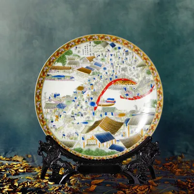 Ceramic Decoration Hanging Plate Office Home Living Room Craft Ornaments