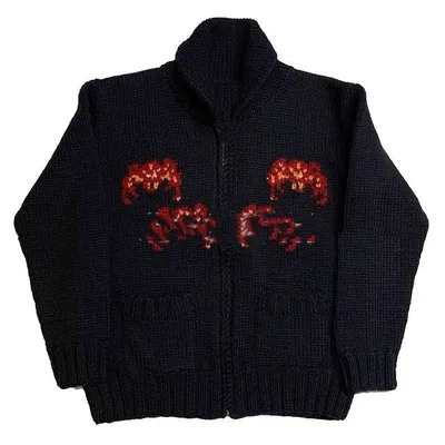 Men's And Women's Loose Square Collar Zipper Spider Web Jacquard Warm Sweater