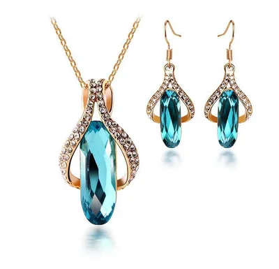 Gold-plated diamond earrings pendant set