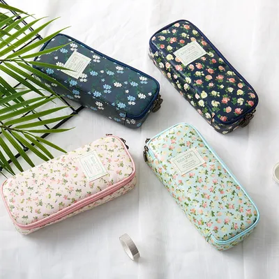 Pastoral Floral Simple Multifunctional Student Stationery Pen Storage Bag