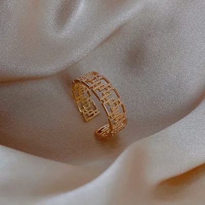 Woven Twist Net Celebrity Ring Women