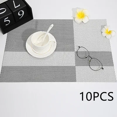 Double-sided Series Pvc Plaid Placemat Woven Insulation Tableware Mat Teslin Rectangular Hotel Western-style Placemat