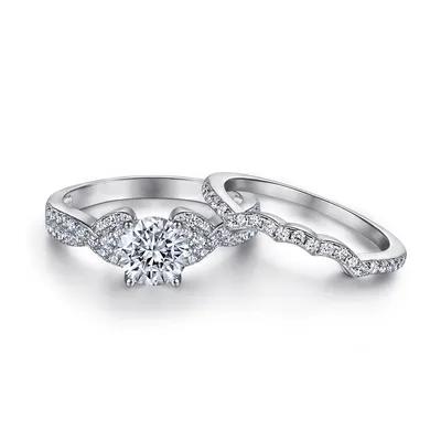 Micro-set Diamond  925 Sterling Silver Two-in-one Combination Ring