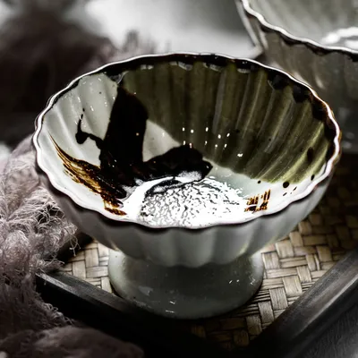 Creative Personality Japanese Retro Ceramic High-footed Bowl