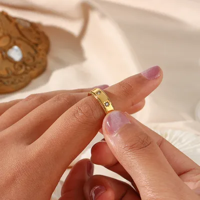 Stainless Steel Plated 18K Zircon XINGX Ring
