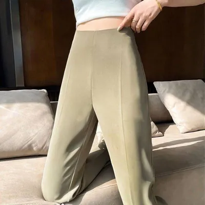 New Wide Leg High Waist Straight Slimming Draping Effect Casual Flared Pants