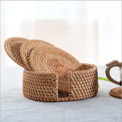Hand-woven Vietnamese rattan coaster