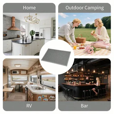 Set Of 2 18x12 Inch Heat Resistant Rubber Drying Mats, Multi Purpose Dish Draining Pads For Kitchen Countertops.