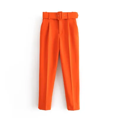 European And American Women's Clothing Plus Color With Belt Pants