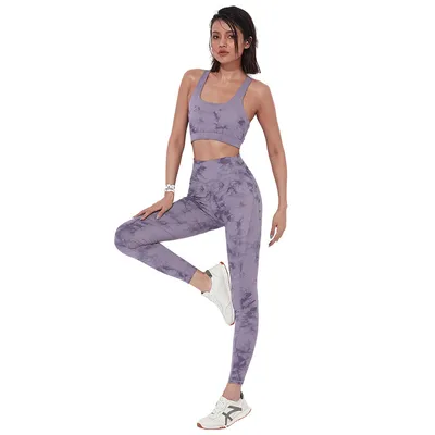 Women's European And American Tie-Dye Printed Yoga Clothing Set
