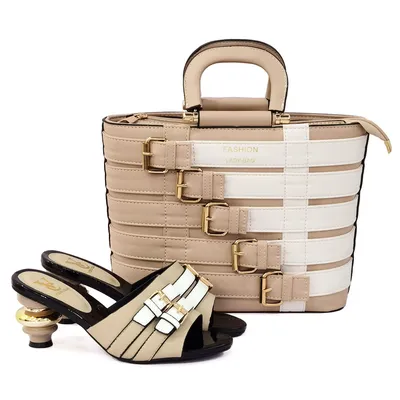 Metal Buckle Mid-heel Shoes With Large Bag Combination