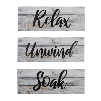 Retro Rustic Bathroom Wood Sign 3 Piece Craft Set