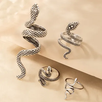 Long Cool Handsome Men's Snake Print Ring