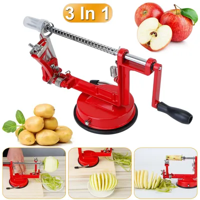 3 In 1 Fruit Peeler For Festival Manual Rotation Potato Fruit Core Slicer Kitchen Hand Cracking Corer With Zinc Alloy Peeler Suction Base