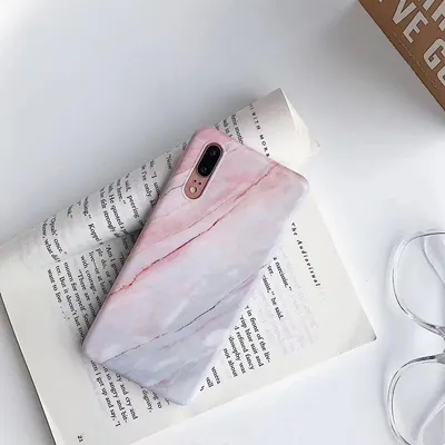 Gradient frosted coral marble phone case