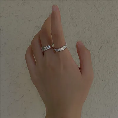 Women's Sterling Silver Texture Fashion White Silver Plain Ring