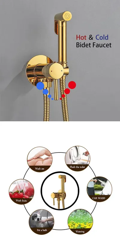 Brass Hot & Cold Toilet Bidet Sprayer Set