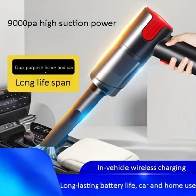 مكنسة كهربائية لاسلكية للسيارة - حمراء، قابلة للشحن عبر منفذ USB، مكنسة كهربائية منزلية محمولة صغيرة الحجم، مكنسة كهربائية مكتبية محمولة