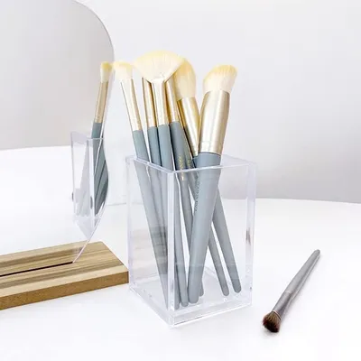 1, 2, 3 Pack Clear Acrylic Cosmetic Pencil Pen Holder Cup, Clear Makeup Brush Holder, Desk Acrylic Brushes Storage
