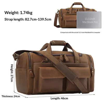 New Men's Genuine Leather Travel Bag, First-Layer Cowhide, Large Capacity Men's Handbag, Casual Travel And Business Trip Luggage Bag