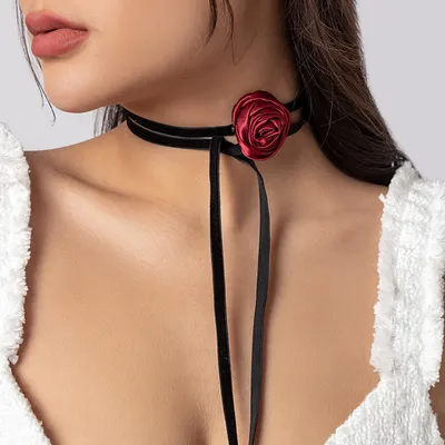 Retro Camellia Rhinestone Necklace For Women