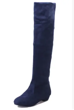 Autumn and winter new European and American over the knee stretch boots low heel suede wear women's shoes skinny legs foreign trade women's boots wholesale