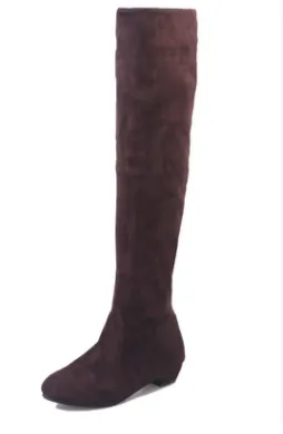 Autumn and winter new European and American over the knee stretch boots low heel suede wear women's shoes skinny legs foreign trade women's boots wholesale