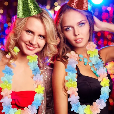 24 Birthday Party Flowers Lei Summer Colorful Tropical Flower Necklaces Lei Hawaii Luau Dance Party Favors Decoration Bulk For Holiday Birthday Beach Pool Party Supplies