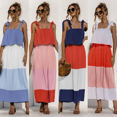 Lotus Leaf Women's Patchwork Multi-color Dress