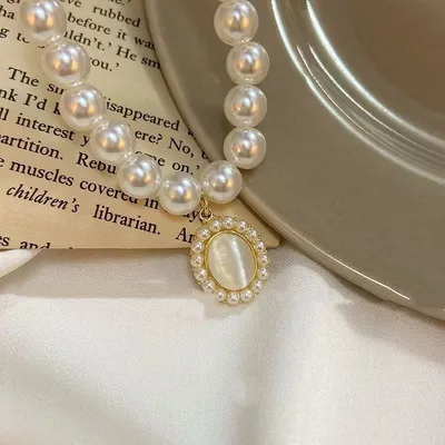 Cat's Eye Pearl Necklace For Women