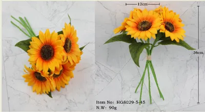 5 Head Hand-tied Sunflower Fake Flower Crafts Shooting Props Ornaments