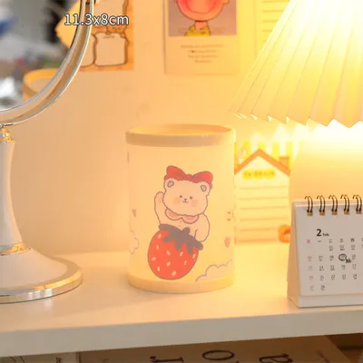 Cartoon Bear Plastic  Holder Kawaii Stationery Pen Holder Desktop Storage Box