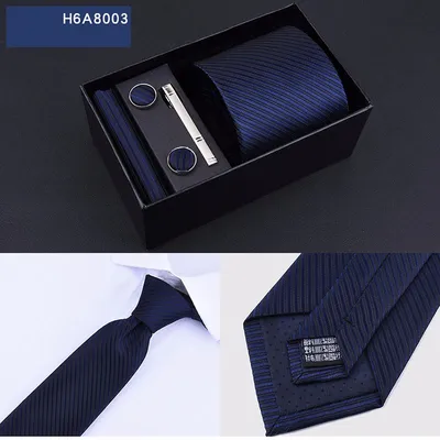 Business 8cm Striped Blue Black Tie