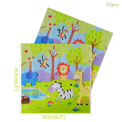 Jungle Animal Cartoon Paper Plate Disposable Tableware