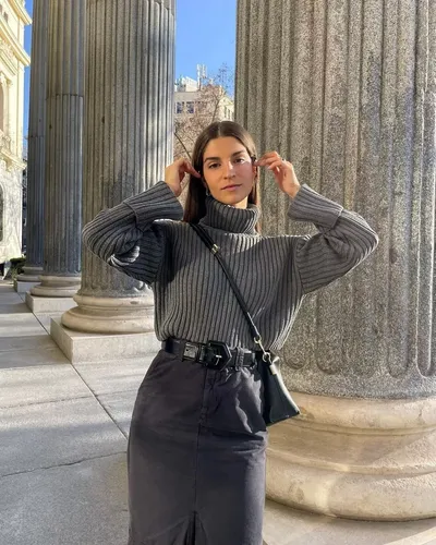 European And American Style Women's Ribbed Turtleneck Sweater Women