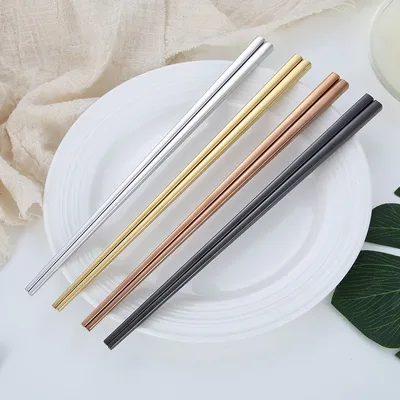 Stainless Steel Tableware Square Chopsticks Metal Plated Custom Gift Square