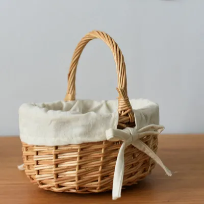 Home Picnic Willow Weave Portable Storage Basket