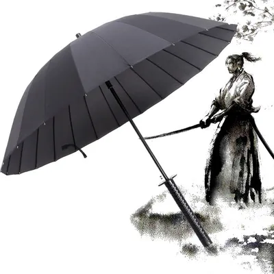 24 Bone Long Handle Samurai Sword Handle Umbrella Creative Personality