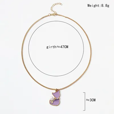 Cartoon Cat Pendant Alloy Necklace Women