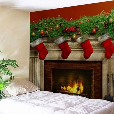European and American polyester Christmas wall blanket