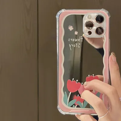 Mirror Tulip Flower Pattern Silicone Phone Case